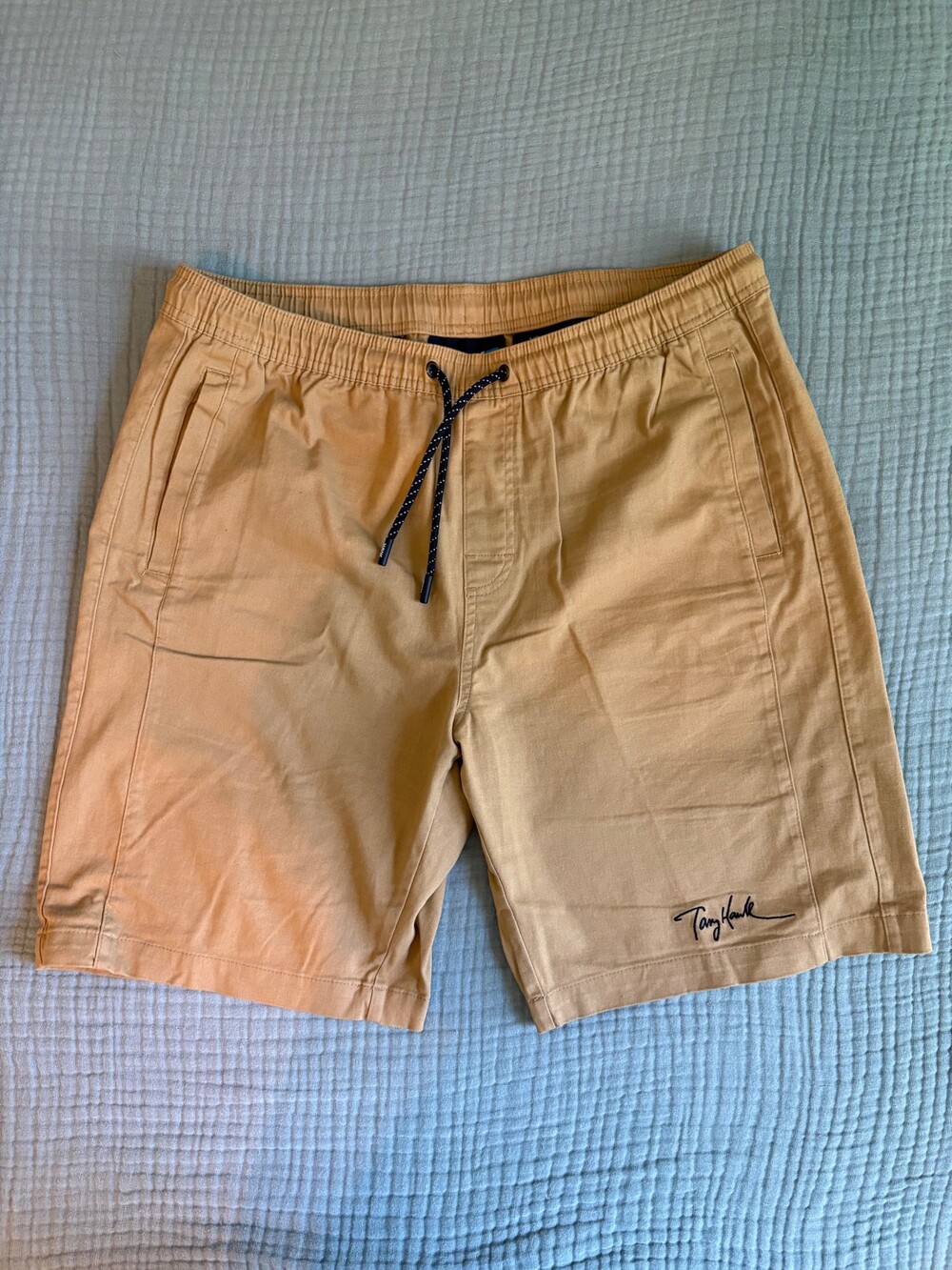 Tony Hawk Large Tan Cargo Shorts Cotton Spandex Blend Elastic Waist